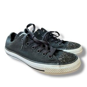 New Converse Black Glitter Toe Low Top All Star Sneakers | Women’s Size 9
